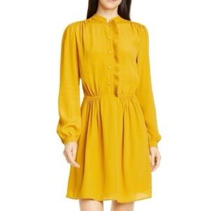 Equipment| Mustard ‘Davingnon’ Long Sleeve Ruffled Pleated Dress Sz 10